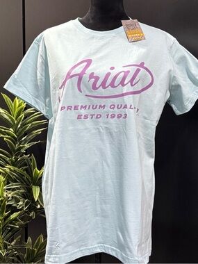 Ariat Light Blue Tee with Lavender Logo